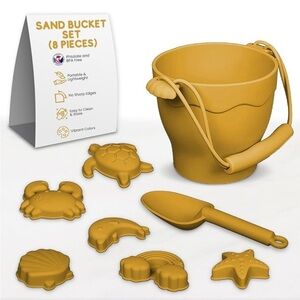 NWT EL BEBE Mustard Sand Bucket Set 8 Pieces